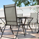 7 Pcs Garden Dining Set, Folding Chairs And Metal Top Table | Khaki