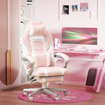 Pu Leather Gaming Chair With Footrest, Reclining Back