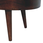 Solid Wood California Walnut Rounded Coffee Table, 2 Drawers, Dark Brown