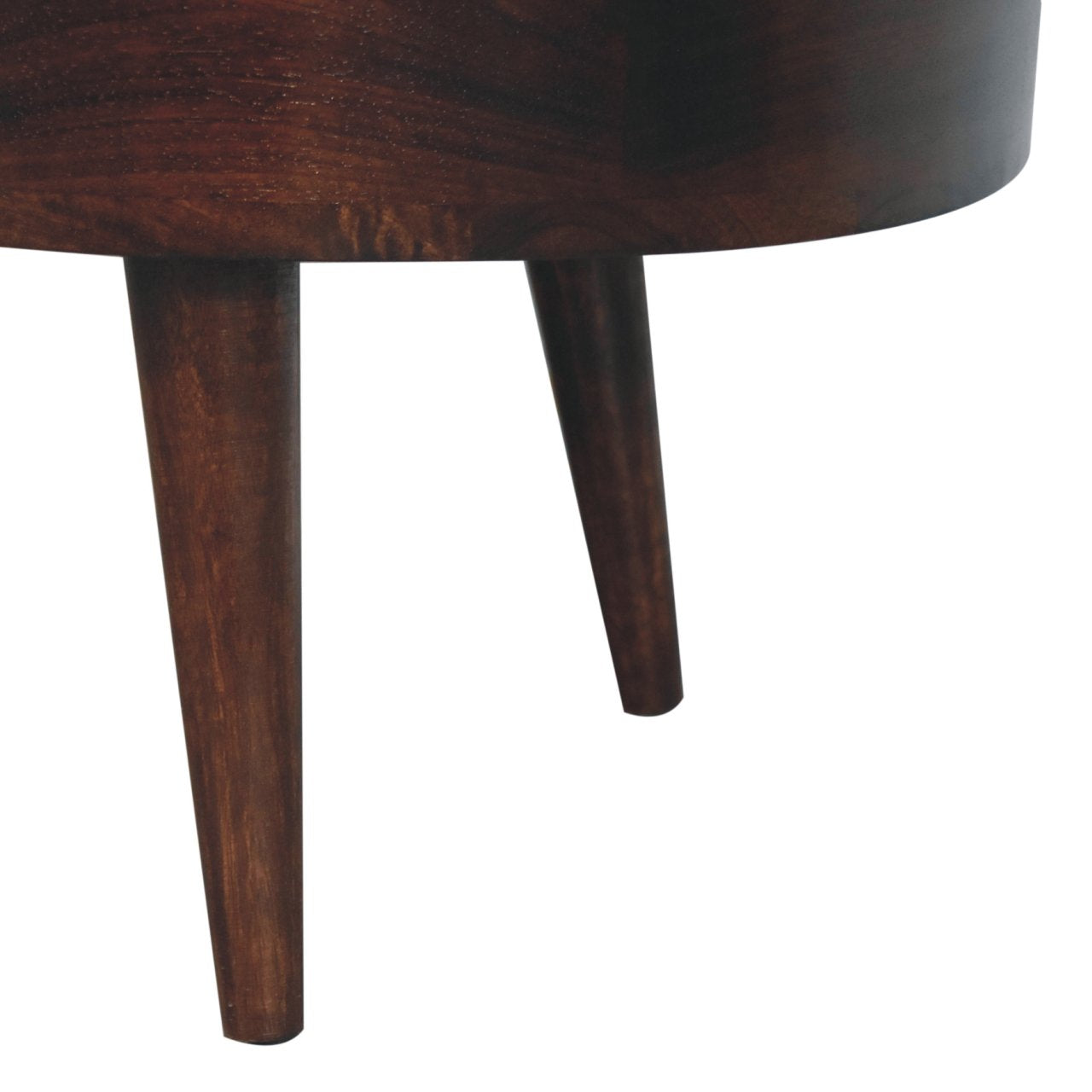 Solid Wood California Walnut Rounded Coffee Table, 2 Drawers, Dark Brown