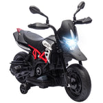 6v Kids Electric Motorbike With Training Wheels, Headlight, Black
