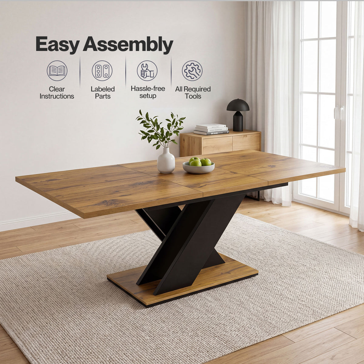 Extendable Dining Table Modern Extending Kitchen Dining Table 120-160cm