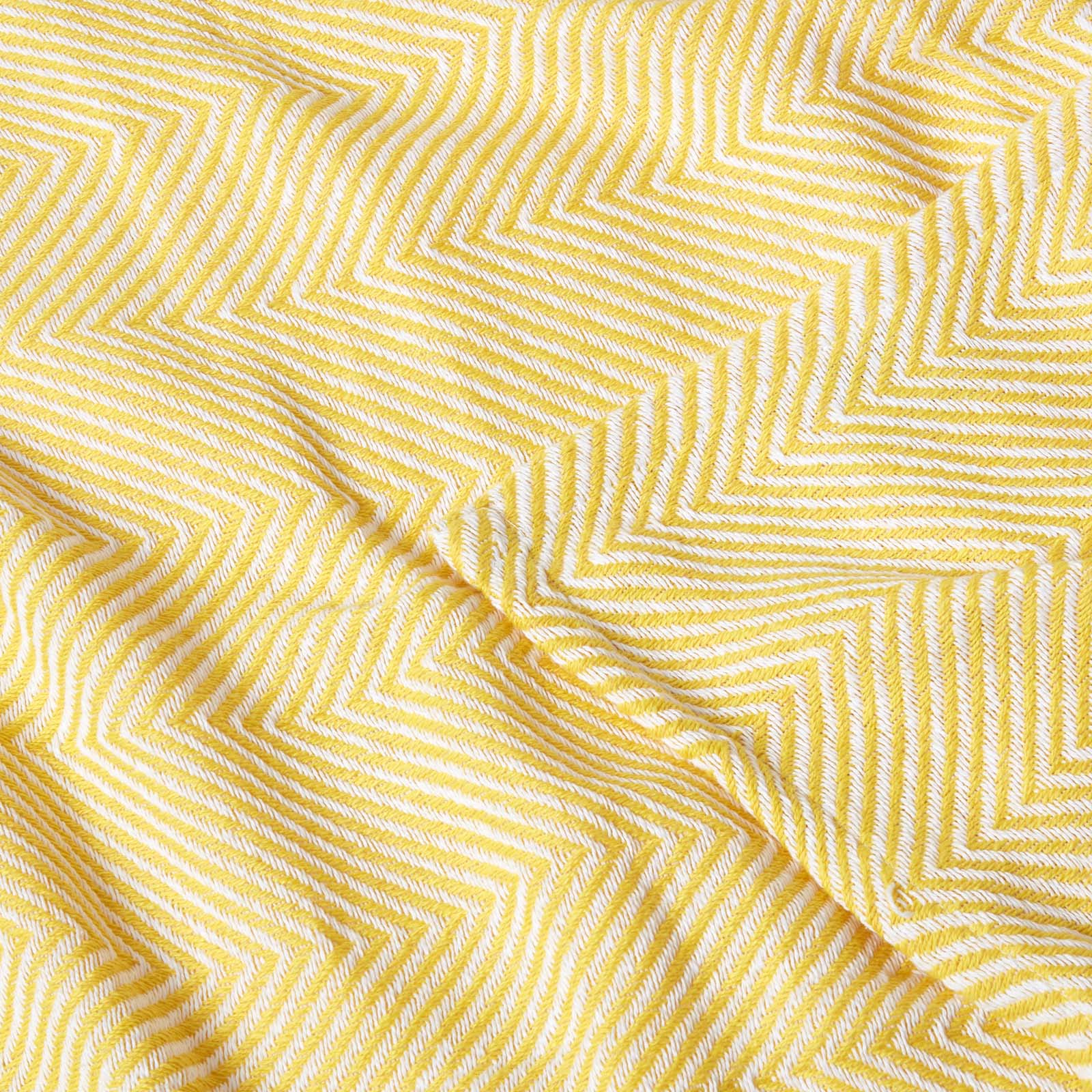 Cotton Halden Chevron Grey Throw | 225cm x 255cm | Yellow
