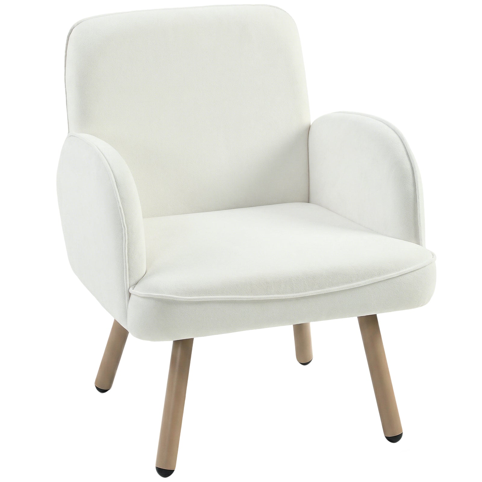 Lounge Chair Velvet Upholstered Spring Cushion | Cream