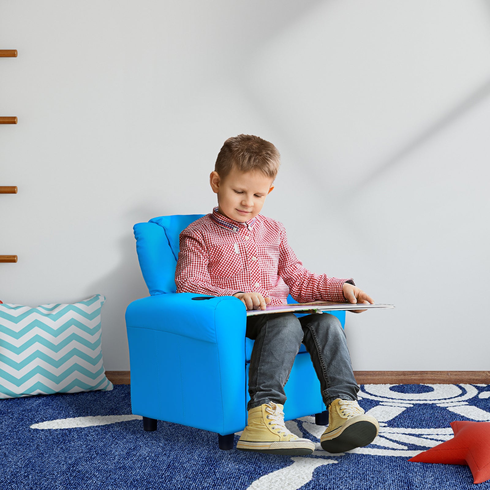 Kids Recliner Armchair Games Chair Children Seat Girls Boys Sofa | Blue