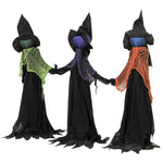 HOMCOM 48" Witches Holding Hands Halloween Decoration Light Up Animated Prop