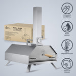 Pizza Oven With Built-in Thermometer, Rain Cover & Pizza Paddle, Silver