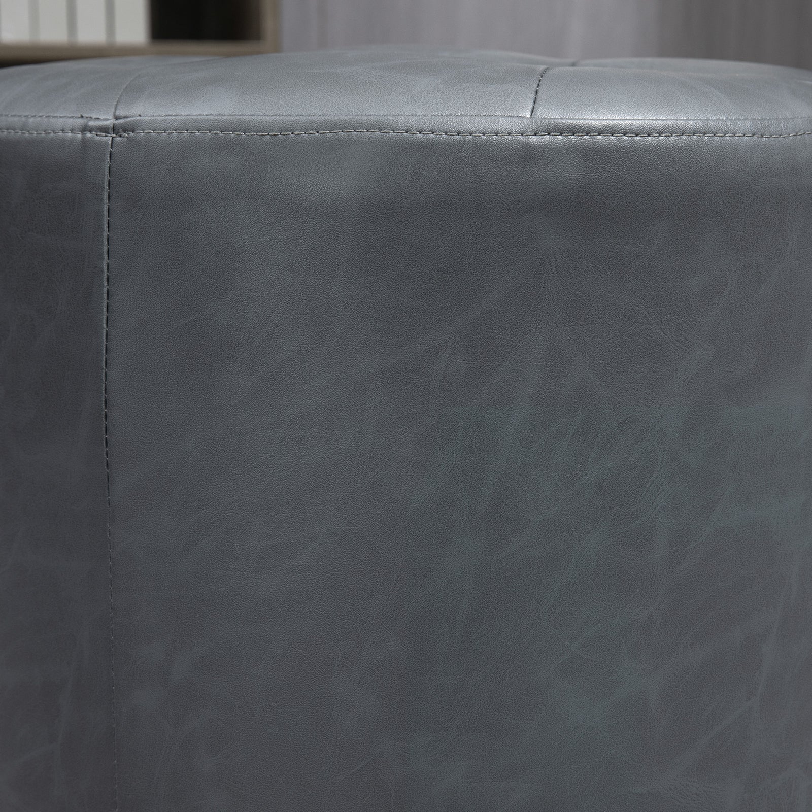 360 Degree Swivel Foot Stool Pu Ottoman W/ Thick Padding | One Size | Gray