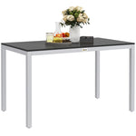 120x70cm Aluminium Table, Slatted Top, Black