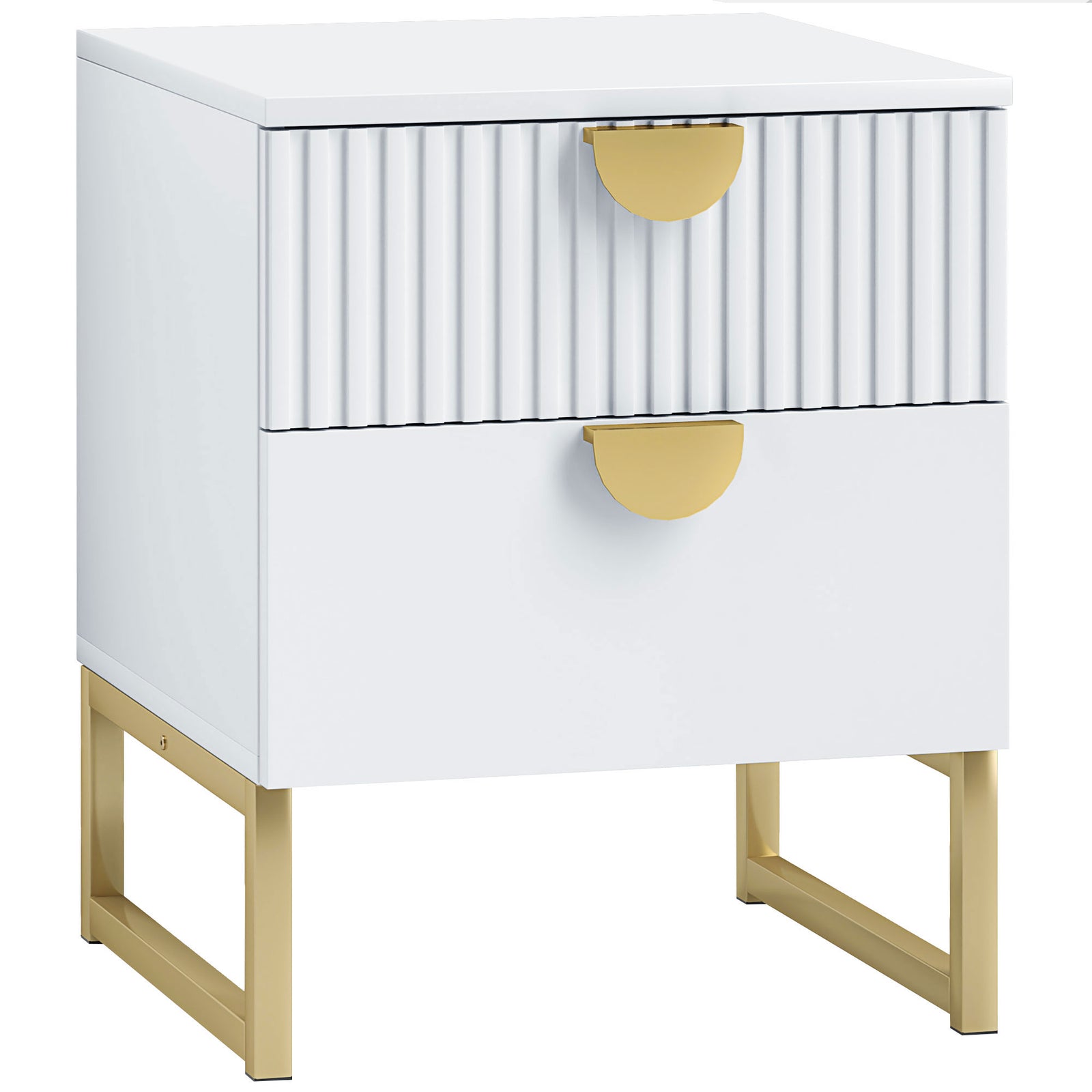HOMCOM Bedside Table With 2 Drawers, Modern Side Table