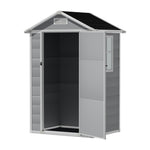 4.4x3.4ft Apex Roof Garden Plastic Storage Shed With Lockable Door | Medium | Black & Grey