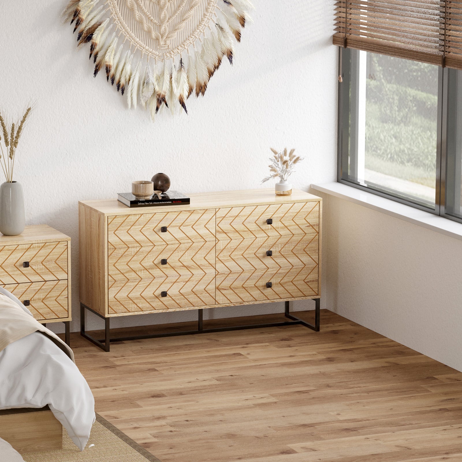 Chest Of 6 Drawers Storage Unit Unique Zigzag Design
