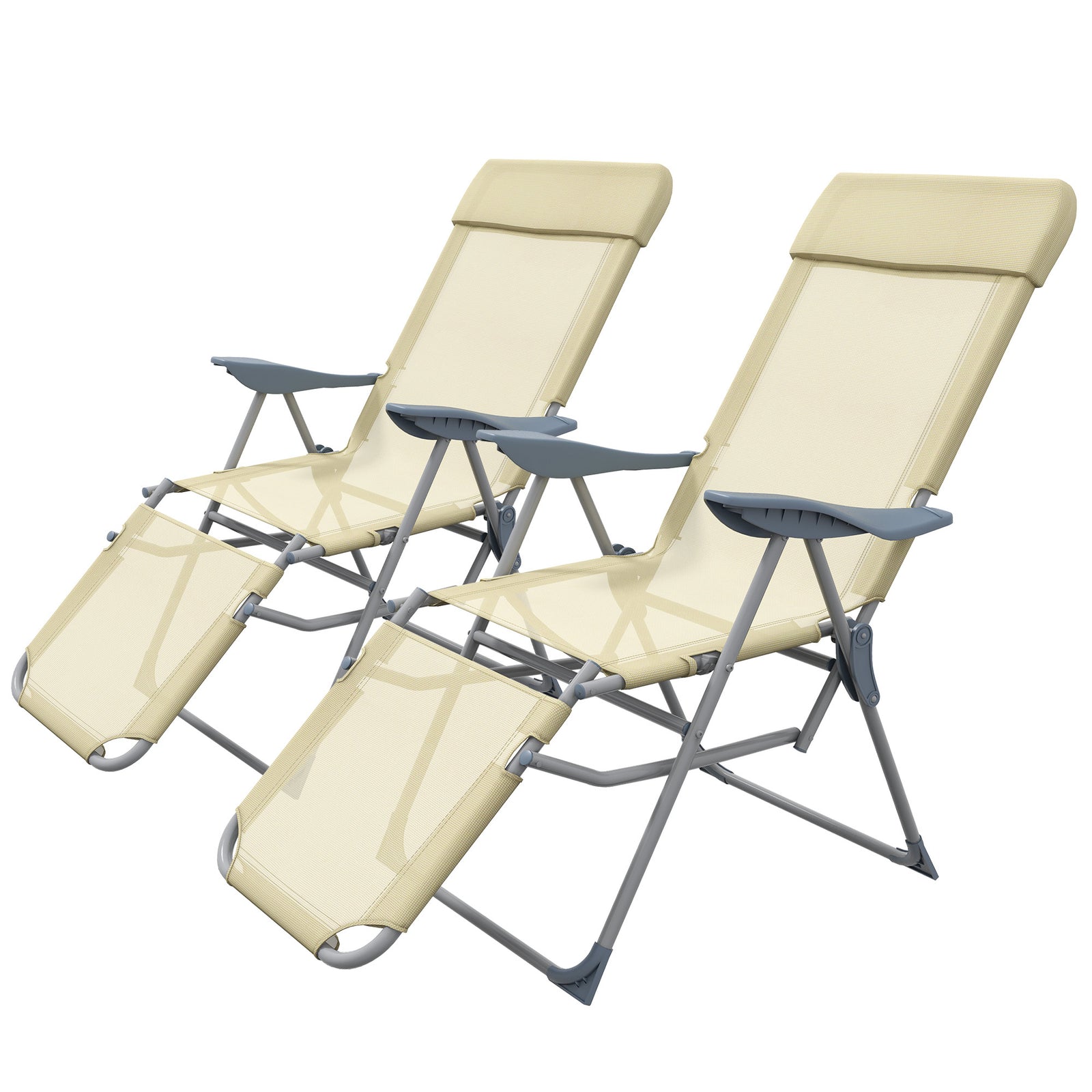 Reclining Garden Chairs Set Of 2 W/ 5-level Backrest