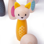Wooden Animal Skittles Game, 1 Ball & 6 Animal Skittles
