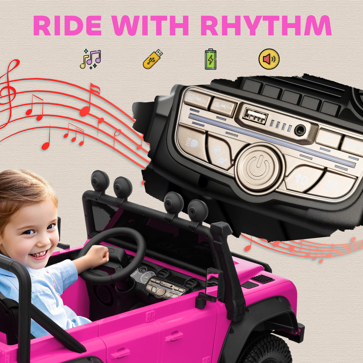 Kids Ride On Car, 12v Battery-powered Electric Car W/ Remote | Pink