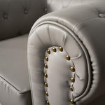 Chesterfield Scroll Arm Faux Leather Sofa 3 Seater | Grey