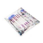 Aquarius Cosmic Makeup Brush Set 7 Piece Pink Purple Liquid Glitter Handle Beauty Kit
