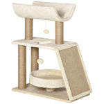 Cat Tree Kitten Tower W/ Scratching Post, Pad, Bed, Perch, Ball | Brown