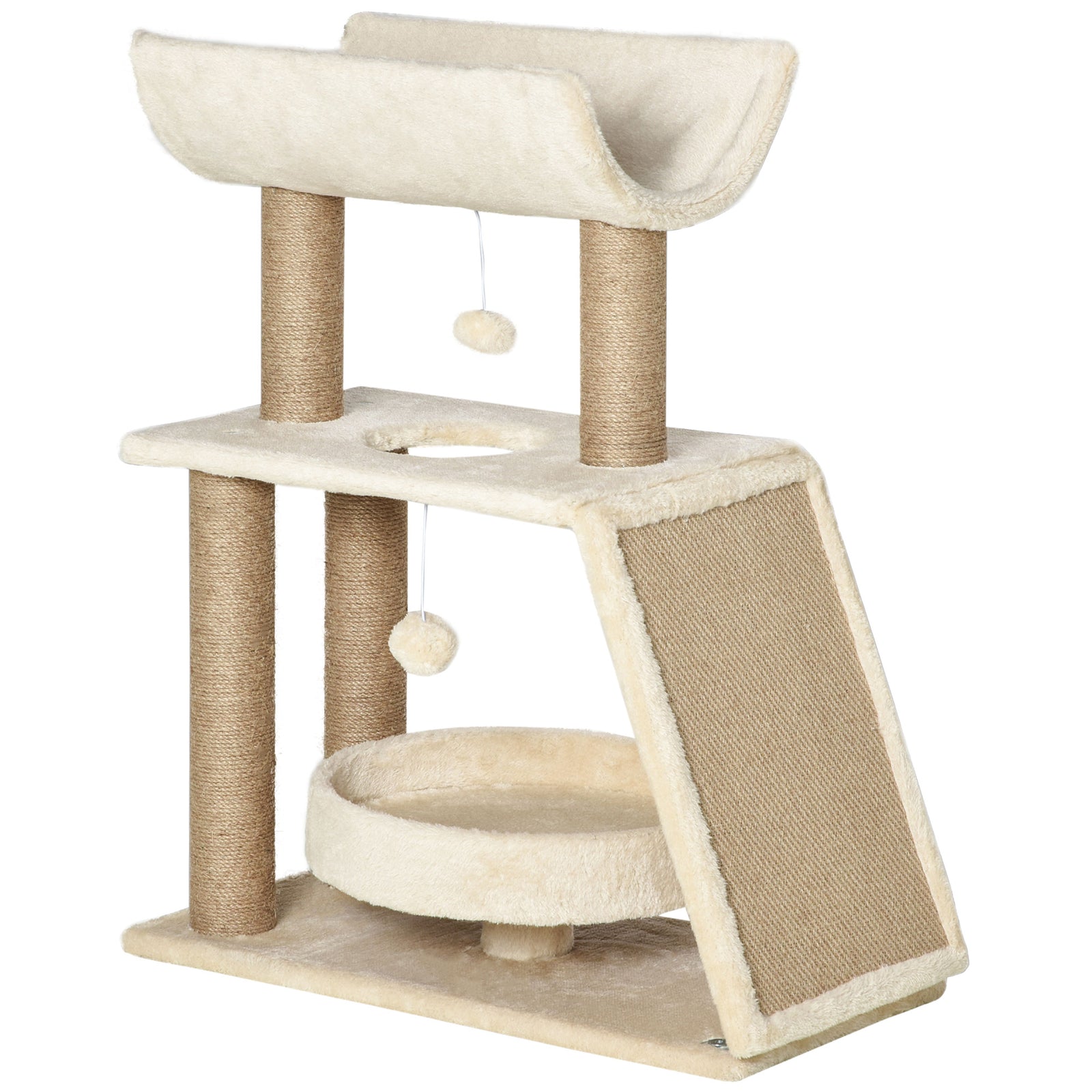 Cat Tree Kitten Tower W/ Scratching Post, Pad, Bed, Perch, Ball | Brown