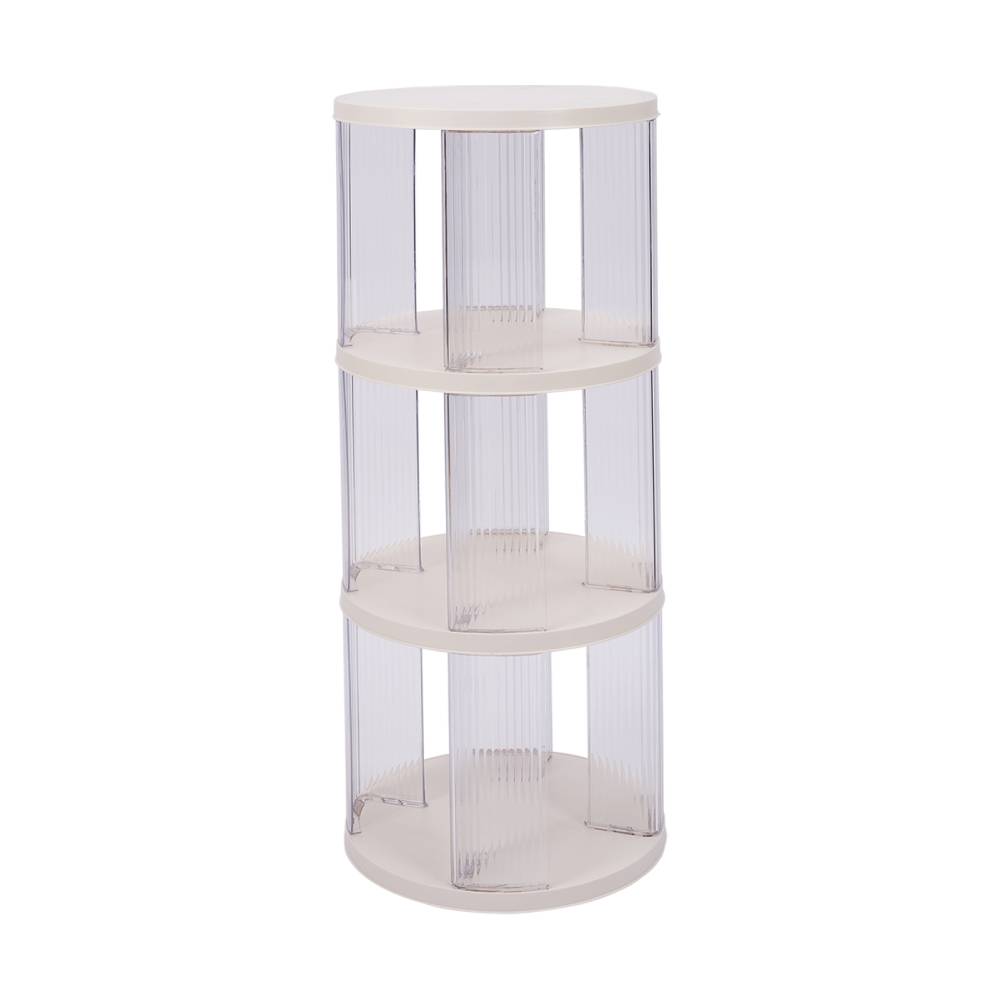 3-tier Plastic Round Rotating Bookshelf
