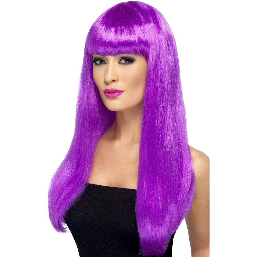 Babelicious Long Straight Wig With Fringe | Purple