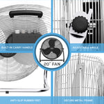 14/16/20" Circular Floor Fan - Powerful Air Cooling Fan With 3 Speed Settings | 20" | Silver
