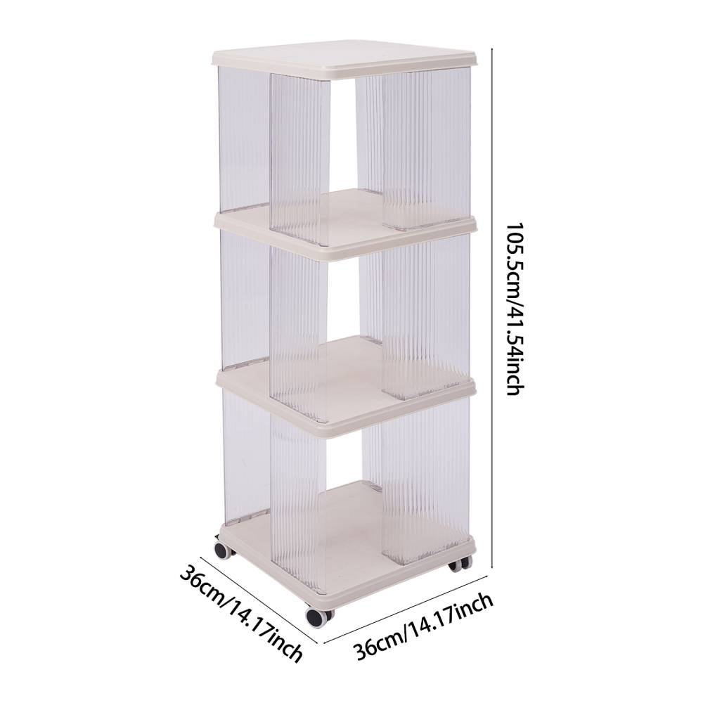 3-tier Plastic Square Bookshelf With Wheels
