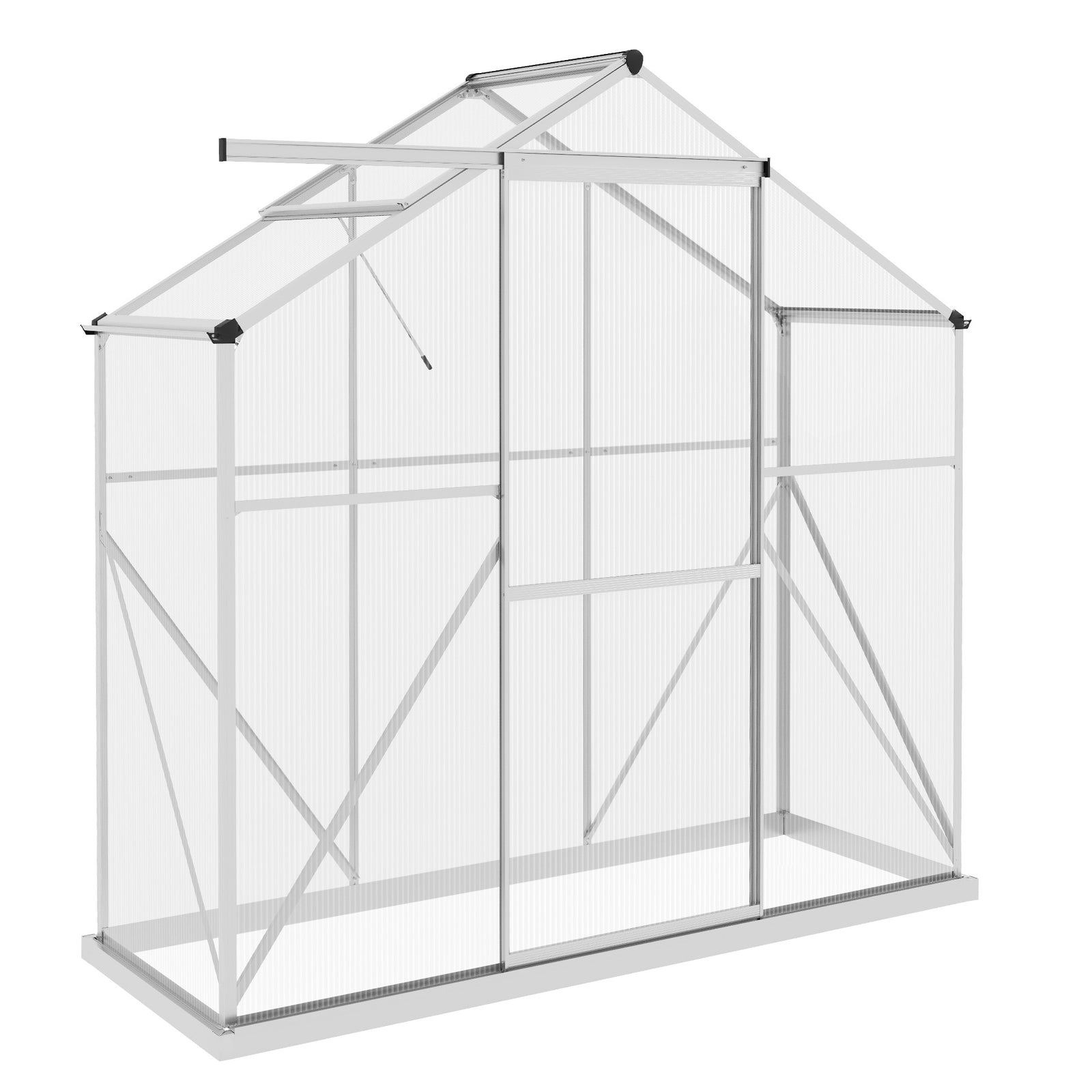 6x2.5ft Aluminium Polycarbonate Greenhouse | Silver