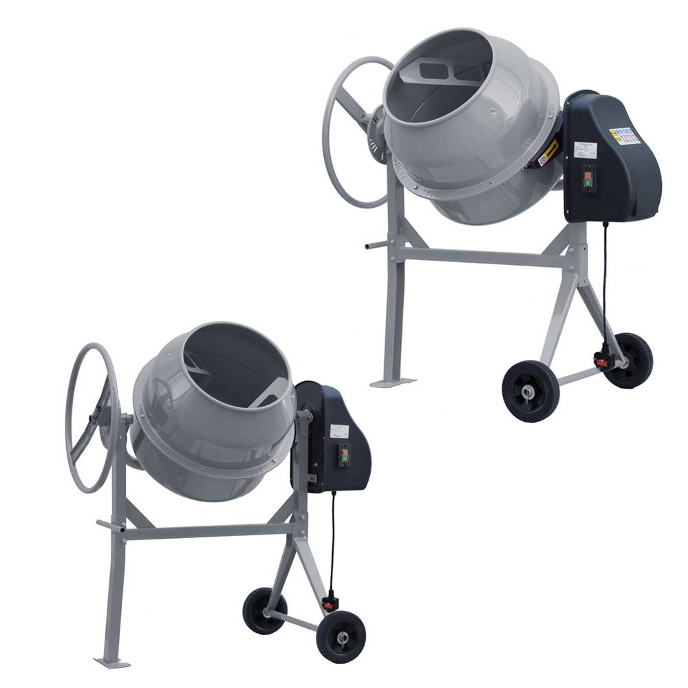 120l 450w Electric Cement Mixer,steel Concrete Mixer With 2 Wheels, 33–34rpm | Grey