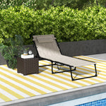 Foldable Sun Lounger W/ Reclining Back | Set-of-1 | Khaki