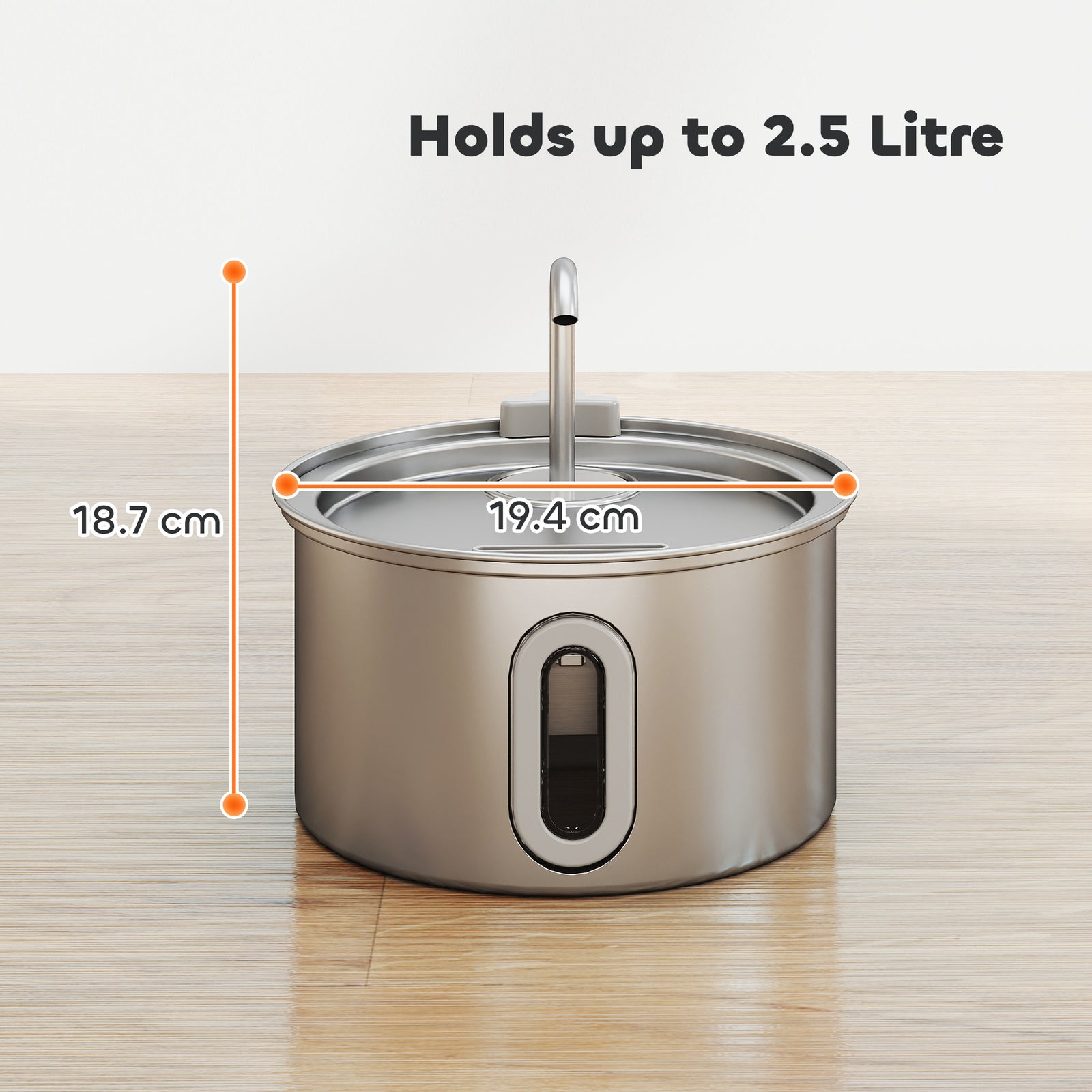 Pawhut 2.5l Cat Water Fountain For Drinking Stainless Steel Ultra-silent