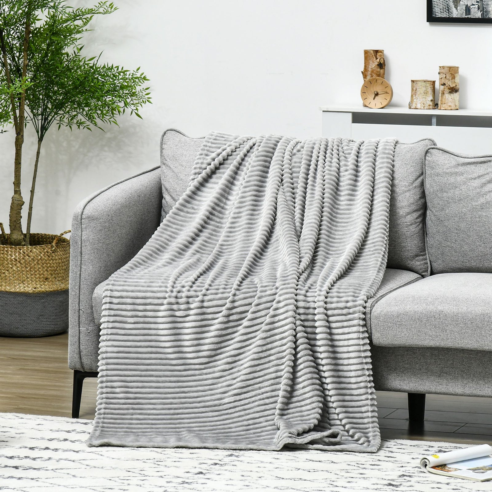 Single/king Flannel Fleece Blanket Throw Blanket For Bed | King | Gray