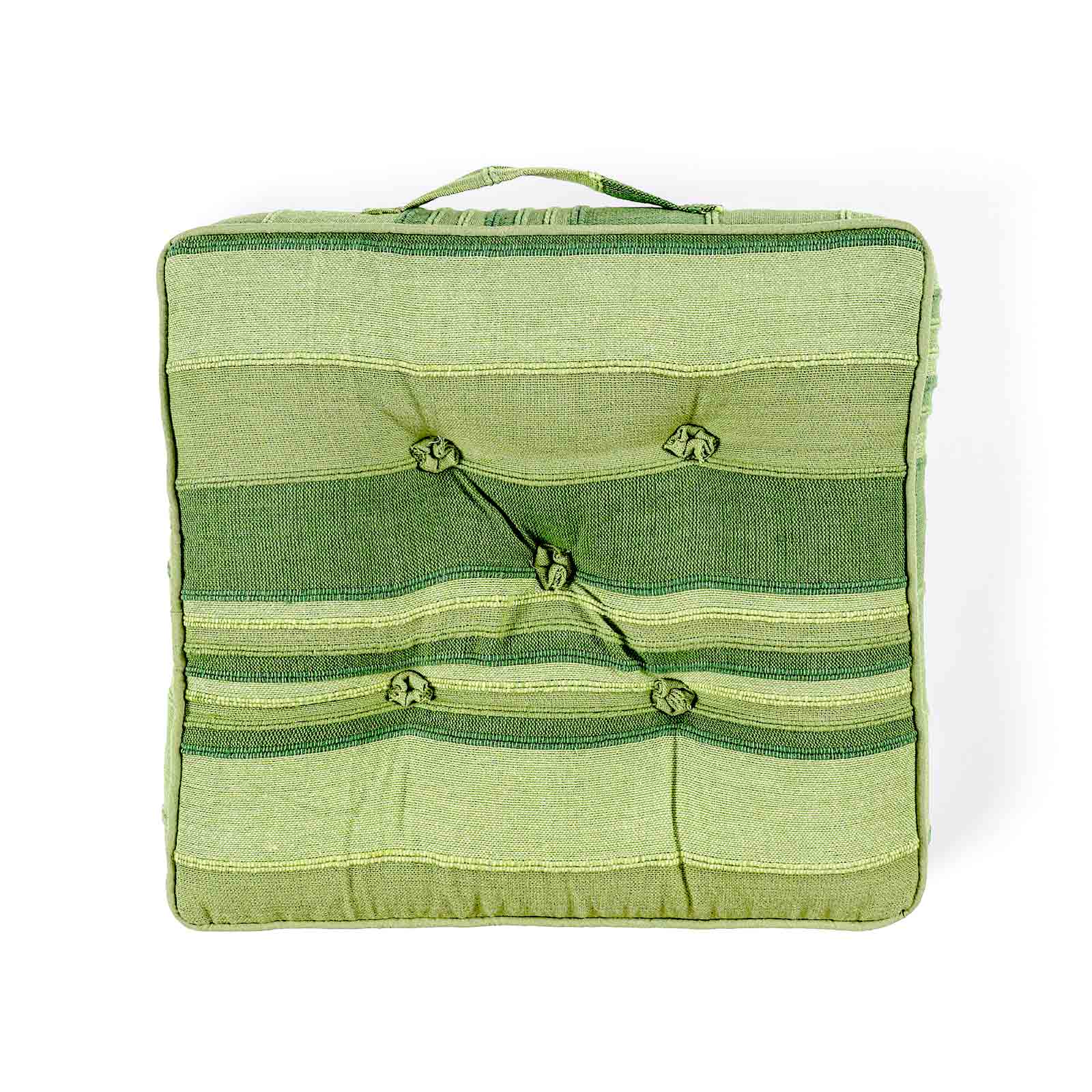 Morocco Striped Cotton Floor Cushion | 40cm x 40cm | Green