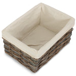 Wicker Grey Scandi Storage Basket With White Lining | Medium | White