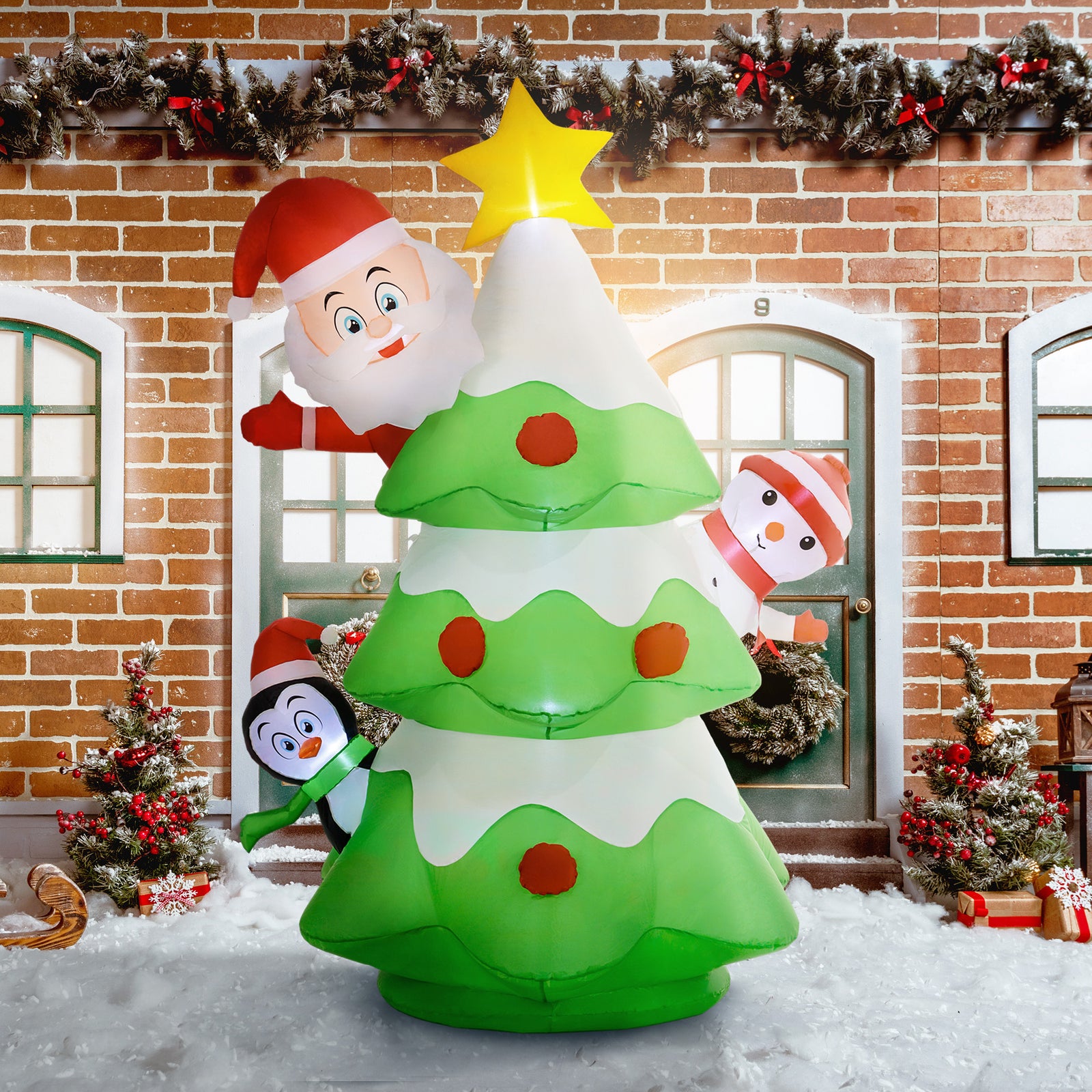 8ft Christmas Blow Up Tree With Santa Claus