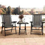 3 Pieces Folding Garden Bistro Set With Cup Holders | Black
