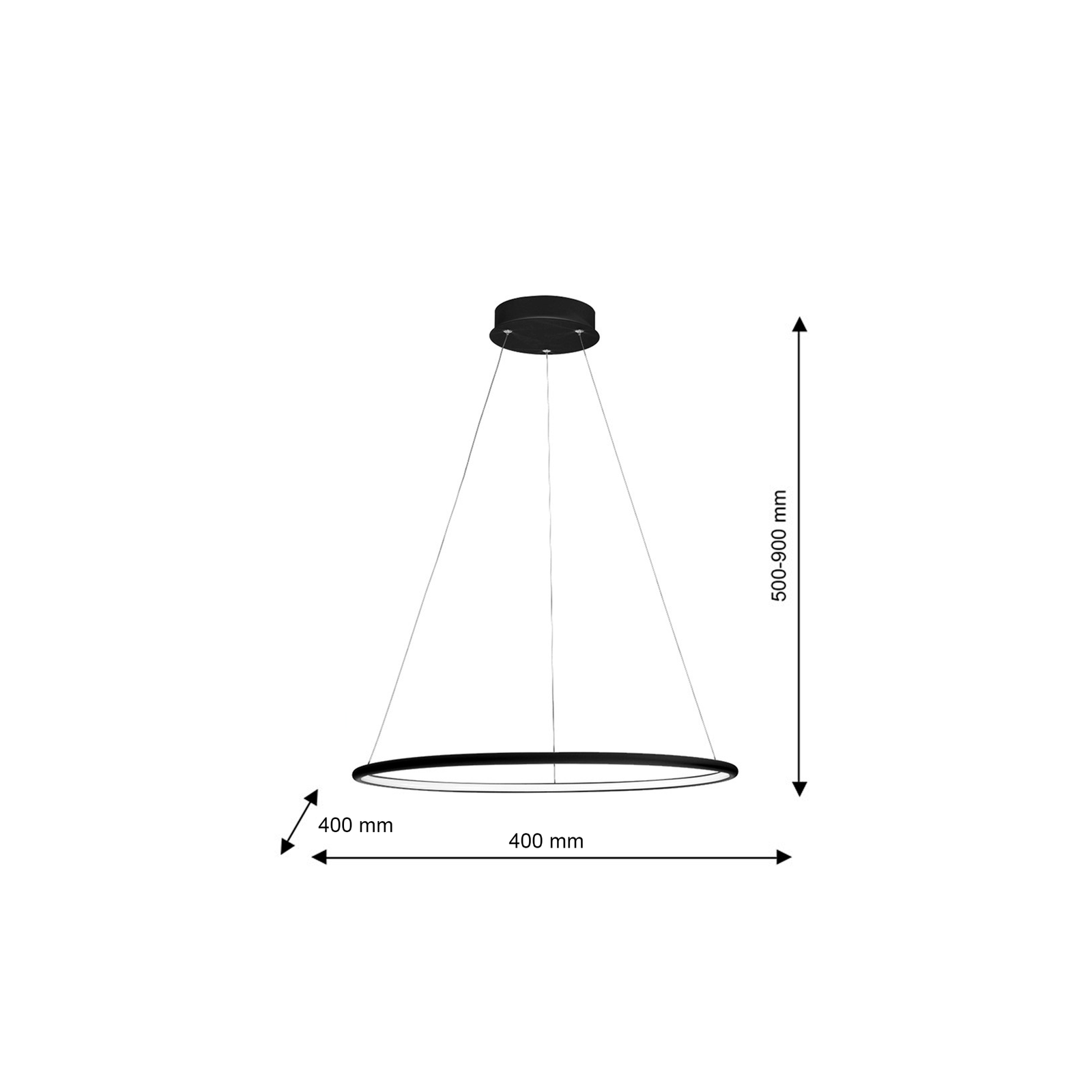 Orion 40cm Led Pendant 22w(100w) Modern Black Circular Design With Highly Efficient Light Source Included