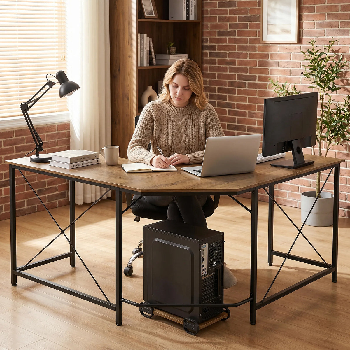 HOMCOM Corner L-shape Computer Desk Gaming Pc Workstation For Home Office