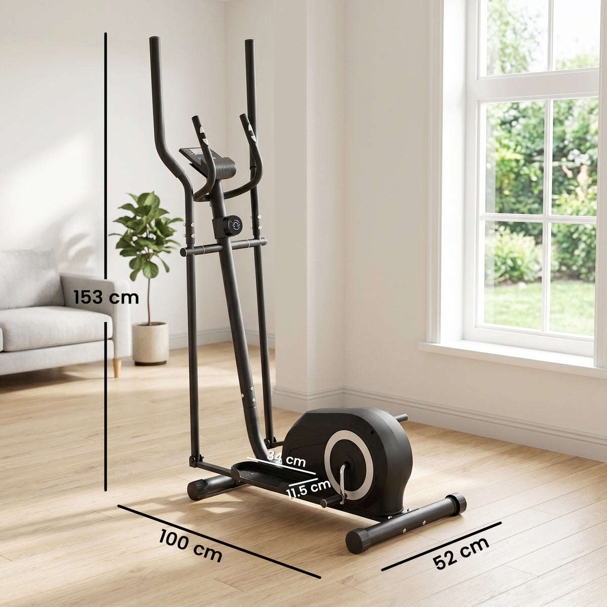 SPORTNOW Quiet Magnetic Elliptical Cross Trainer With Bluetooth