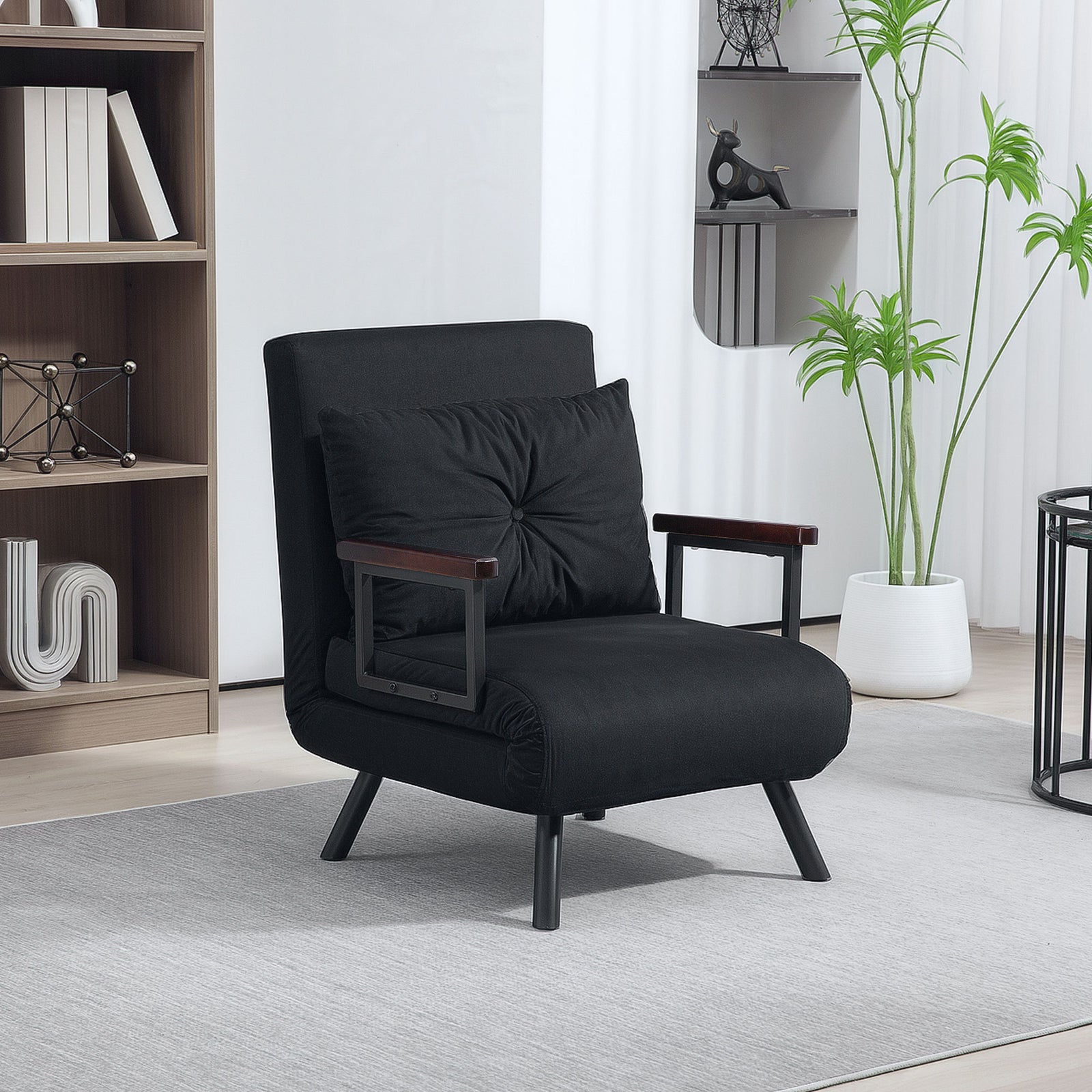 Click Clack Single Chair Bed Settee For Living Room | One Size | Black