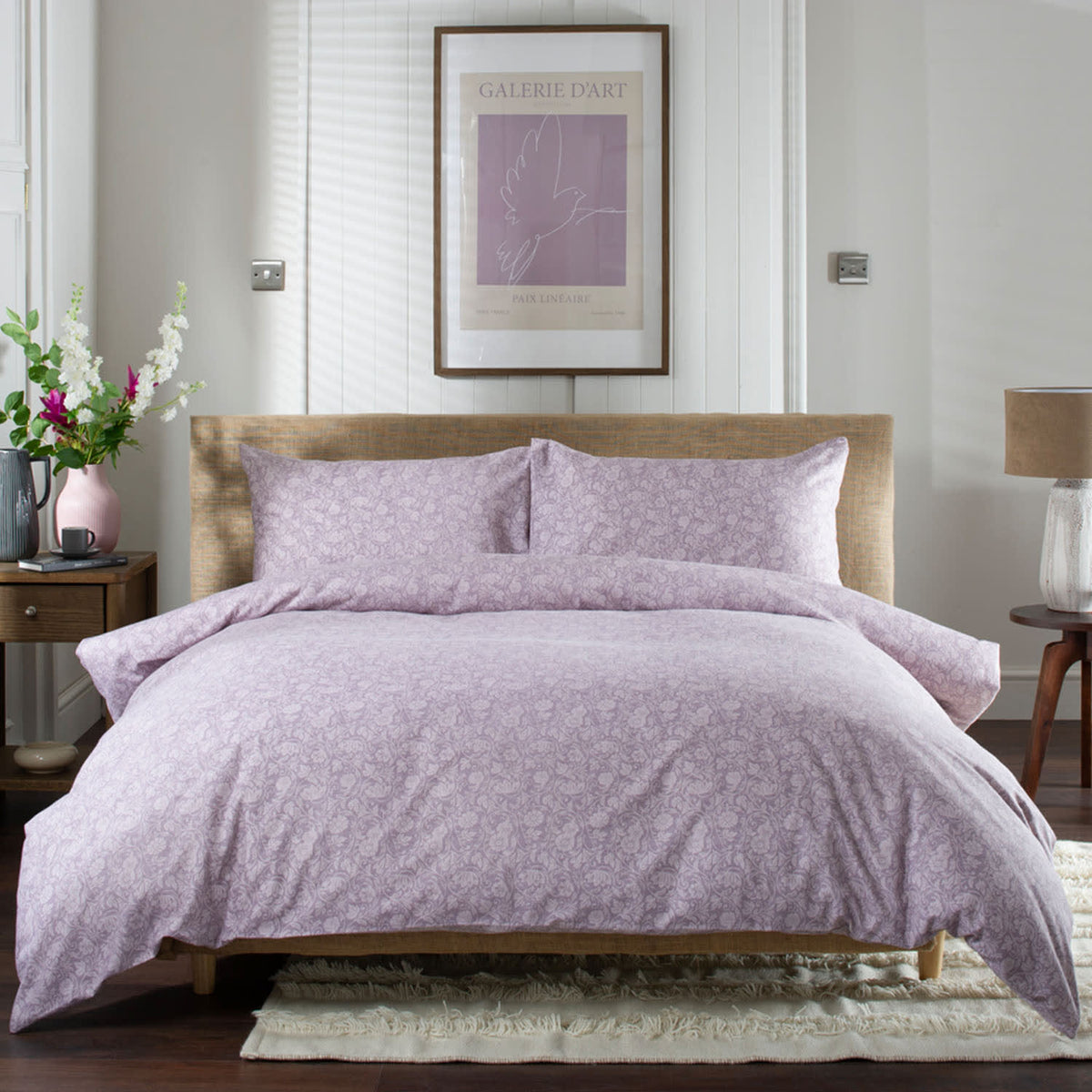 William Plush Cotton Printed Duvet Cover Set | King | Pink
