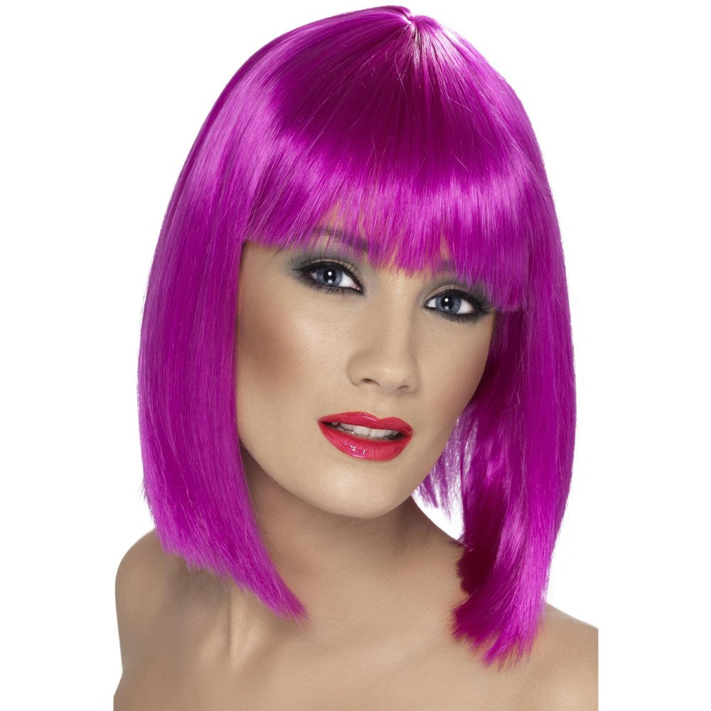Glam Short Blunt Wig With Fringe | Neon Purple