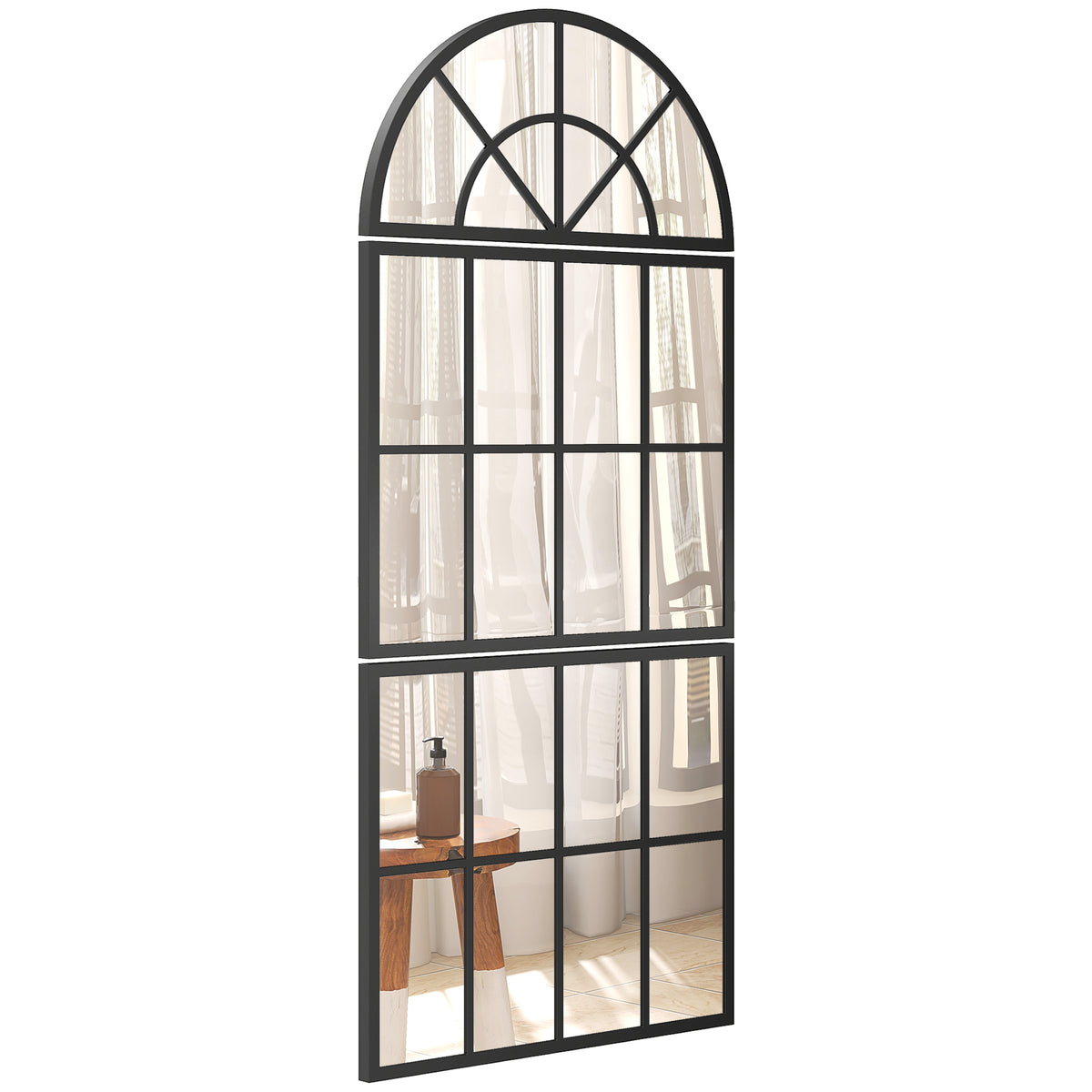 HOMCOM Large Arched Wall Mirror With 3-piece And Tempered Glass