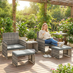 6 Piece Rattan Garden Furniture Set With Nesting Tables | Grey