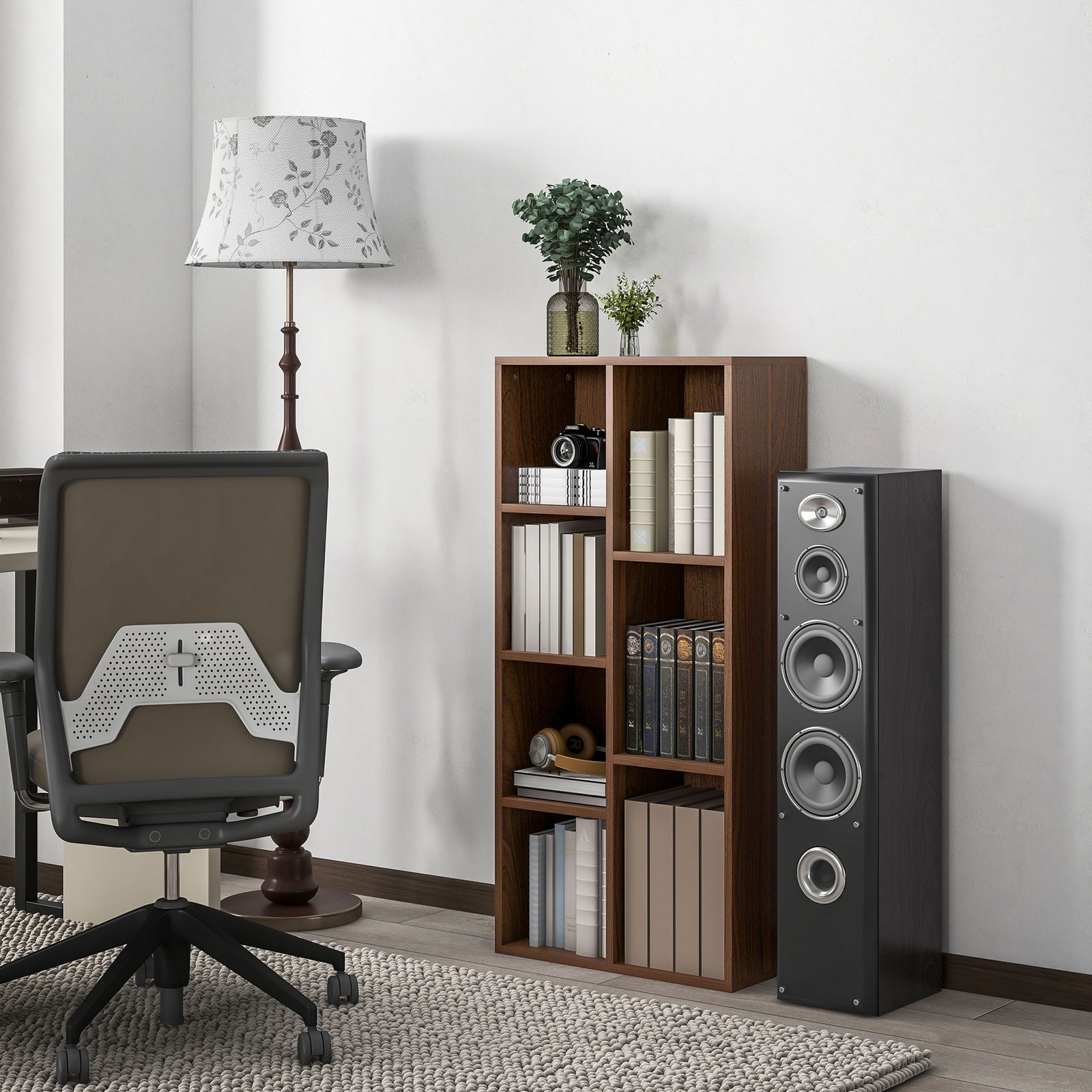 Bookcase Modern Bookshelf Cabinet For Home Office | One Size | Brown