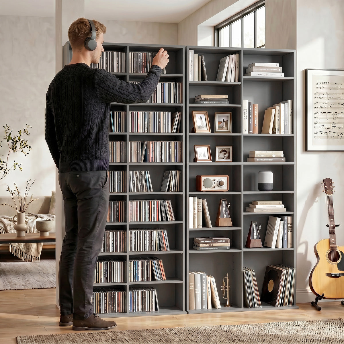 HOMCOM 640 Cd Storage Unit 360 Dvd Storage Tower W/ 18 Compartments