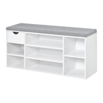Shoe Storage Cabinet Bench W/ Cushion Adjustable Shelves