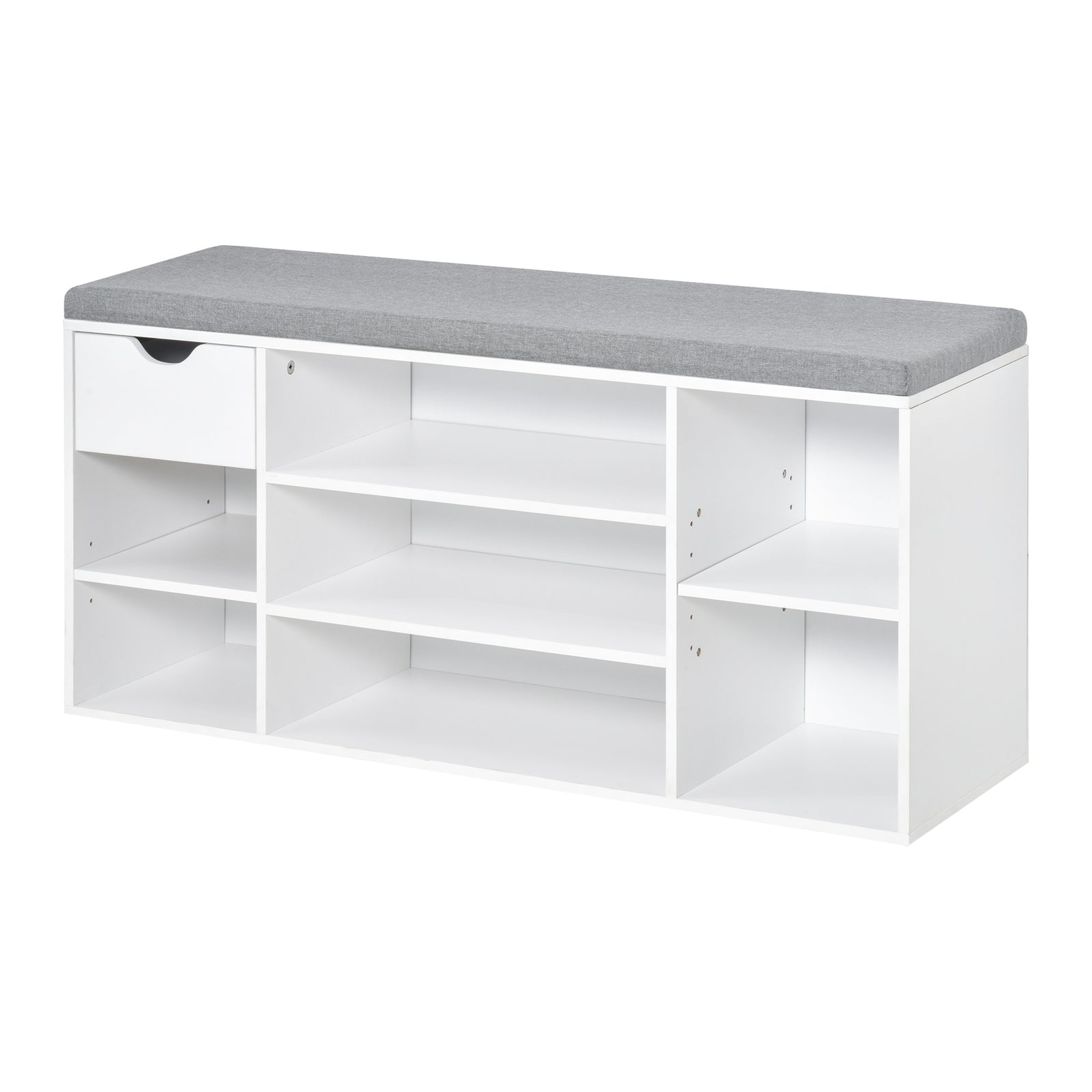 Shoe Storage Cabinet Bench W/ Cushion Adjustable Shelves
