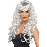 Siren Long Curly Wig With Fringe | White