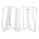 Foldable Freestanding 3/4-panel Arched Pet Gate, Indoor Safety Barrier For Doorways, Halls & Staircases | Large | White